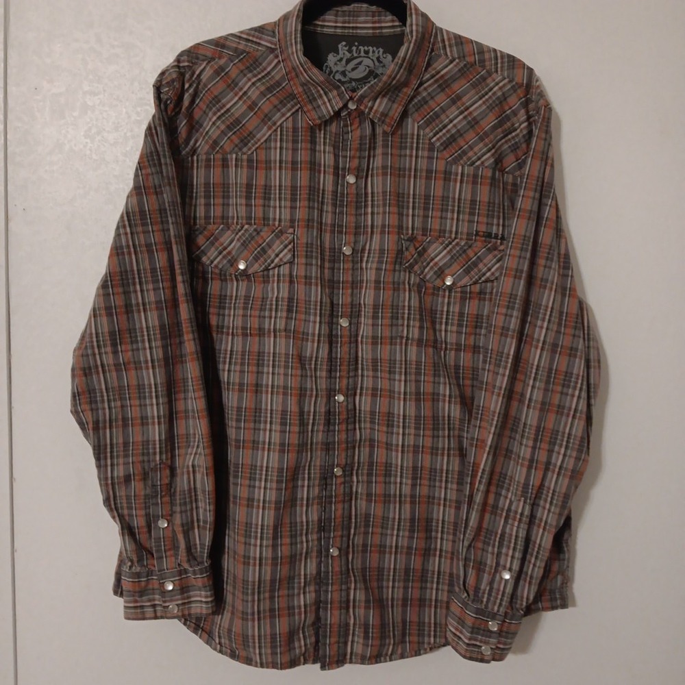 Kirra Men's Button-up Western Shirt  Sz‎ XL  Pearl Snaps Double Pockets  Long...